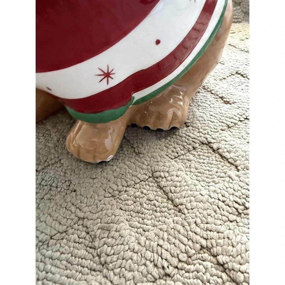 SLEIGHBELL BISTRO Christmas Santa Pug Bulldog Ceramic Cookie Jar